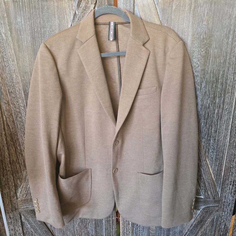 PJ Paul Jones Blazer Men's Size Large Tan Casual Knit 2 Button Sport Coat